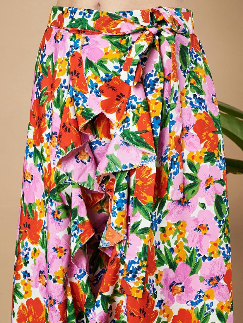 women florals printed wrap skirt - 21662313 - Standard Image - 5