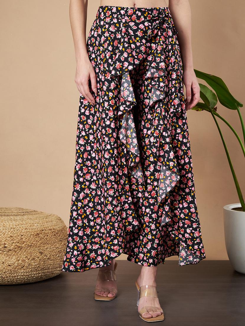 women florals printed wrap skirt