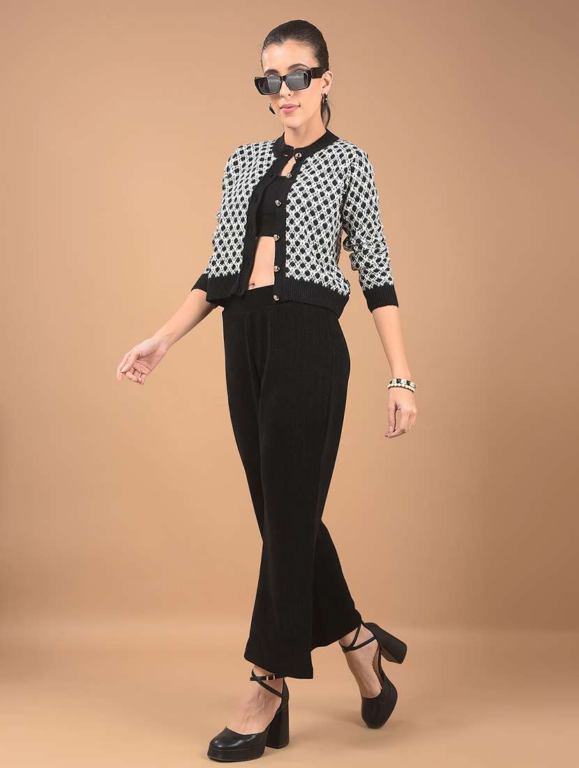 women black self design long sleeve cardigans - 21662333 -  Standard Image - 3