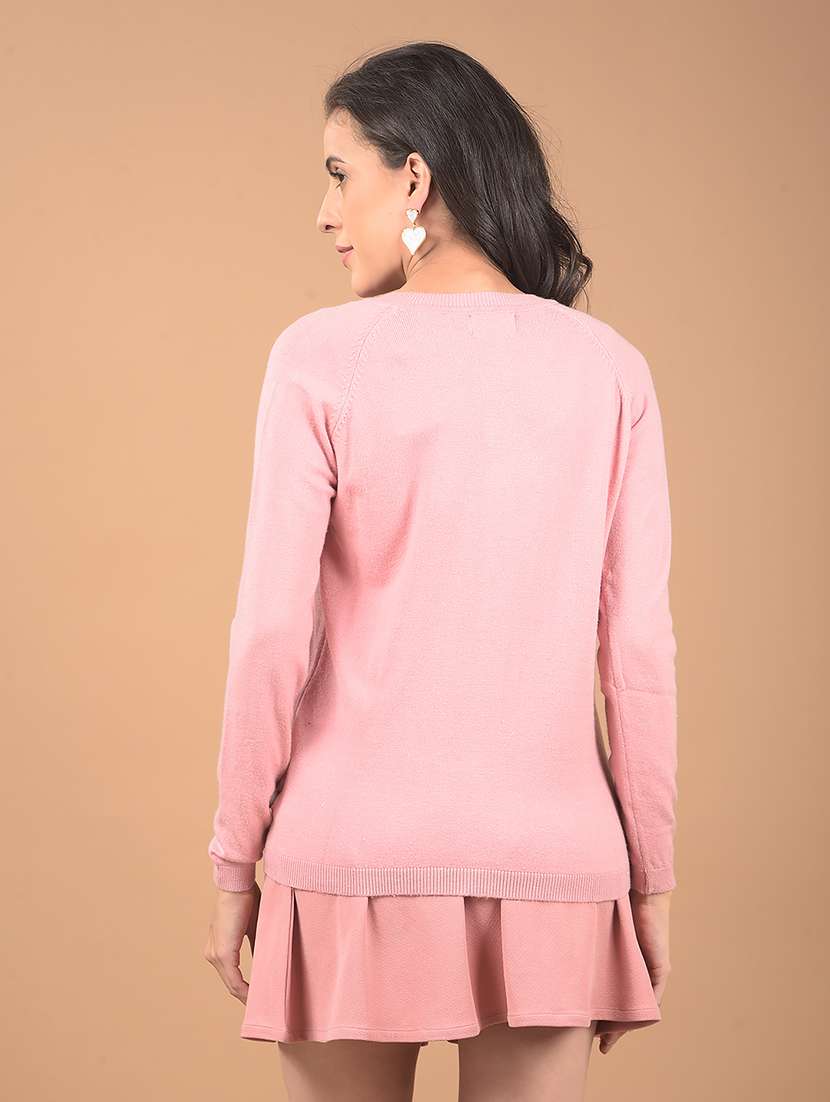 women pink solid long sleeve cardigans - 21662334 -  Standard Image - 3