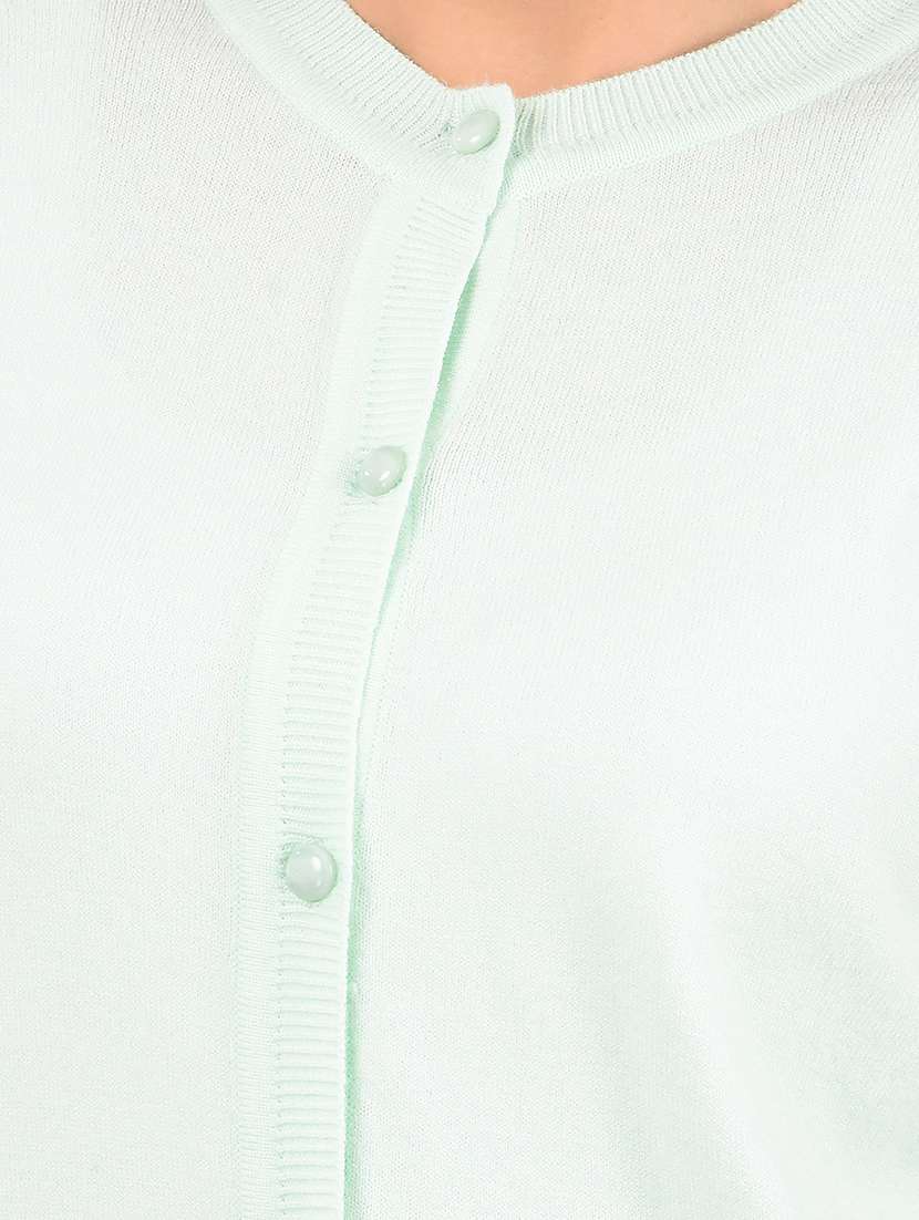 women sea green solid long sleeve cardigans - 21662335 -  Standard Image - 5