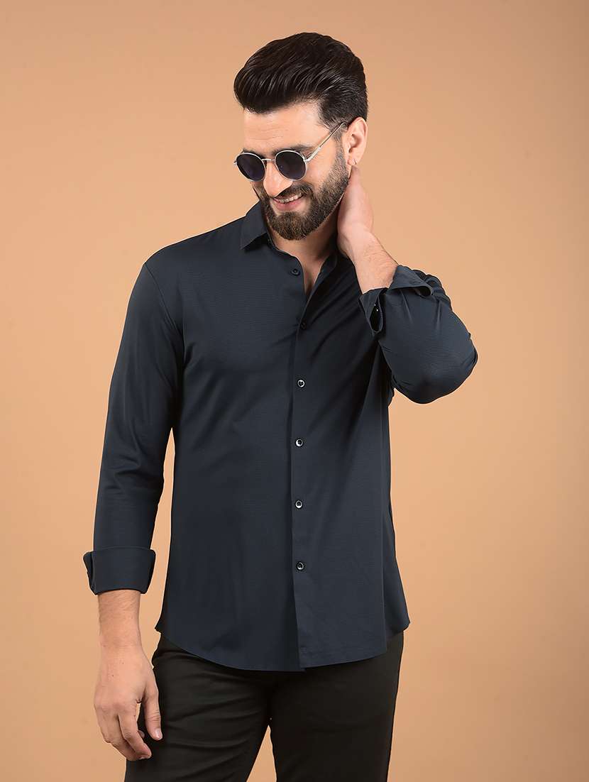 men long sleeves solid casual shirt