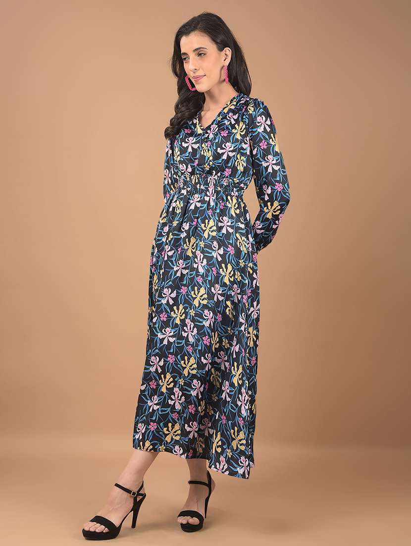 women floral print puff sleeves a-line dress - 21662397 - Standard Image - 3