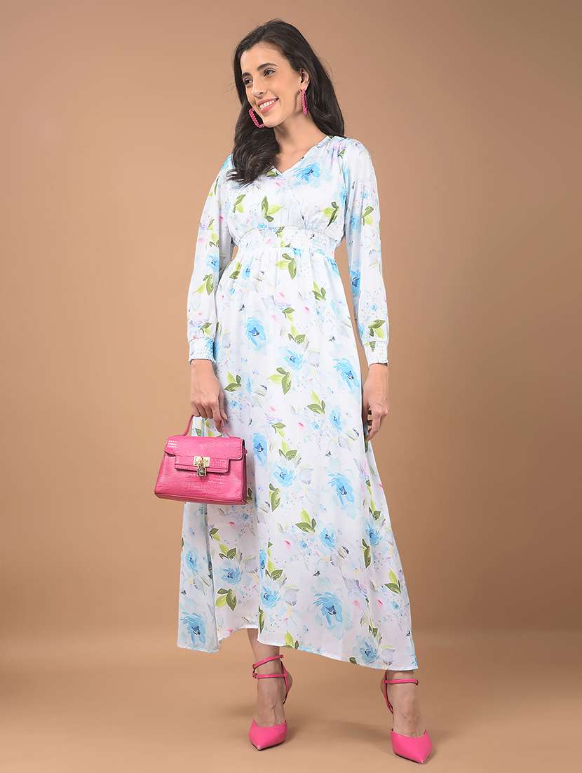 women printed puff sleeves a-line dress - 21662401 - Zoom Image - 0