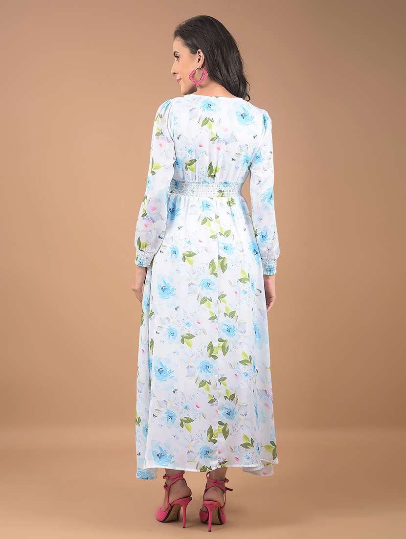 women printed puff sleeves a-line dress - 21662401 - Standard Image - 3