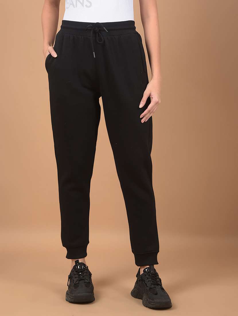 women solid mid rise jogger