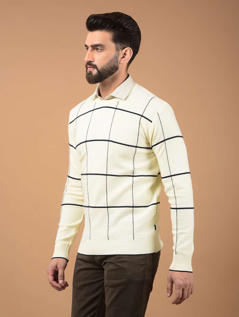 men checkered long sleeves pullover