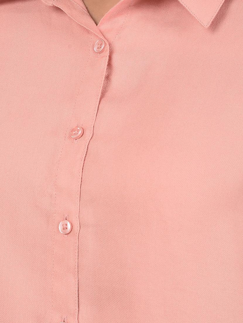 women solid collared bell sleeves high low shirt - 21662428 - Standard Image - 5