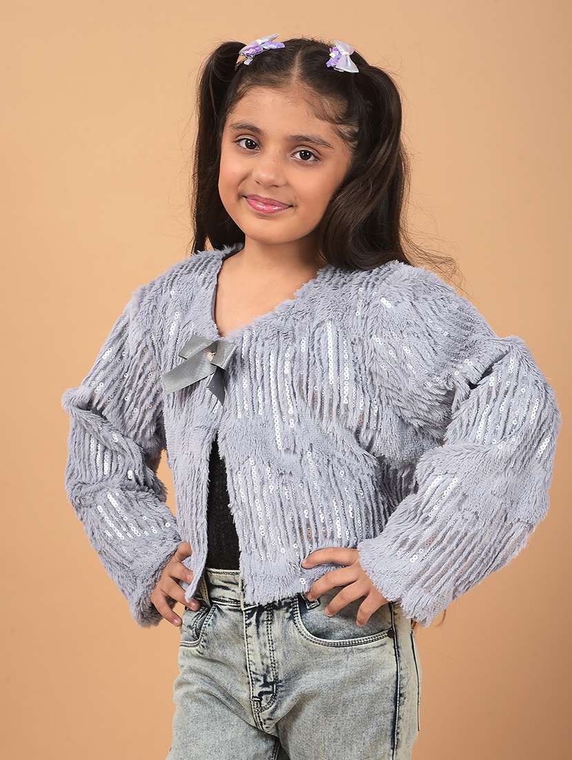 girls self designed long sleeves cardigan