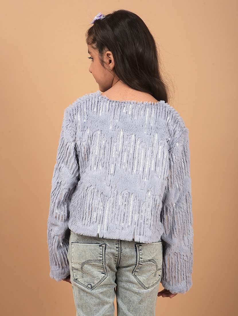Girls Self Designed Long Sleeves Cardigan - 21662440 -  Standard Image - 3