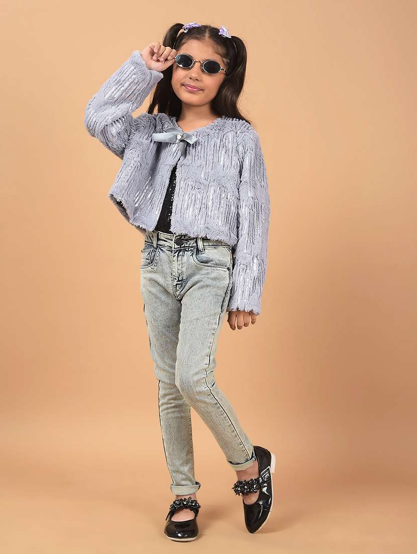 Girls Self Designed Long Sleeves Cardigan - 21662440 -  Standard Image - 5