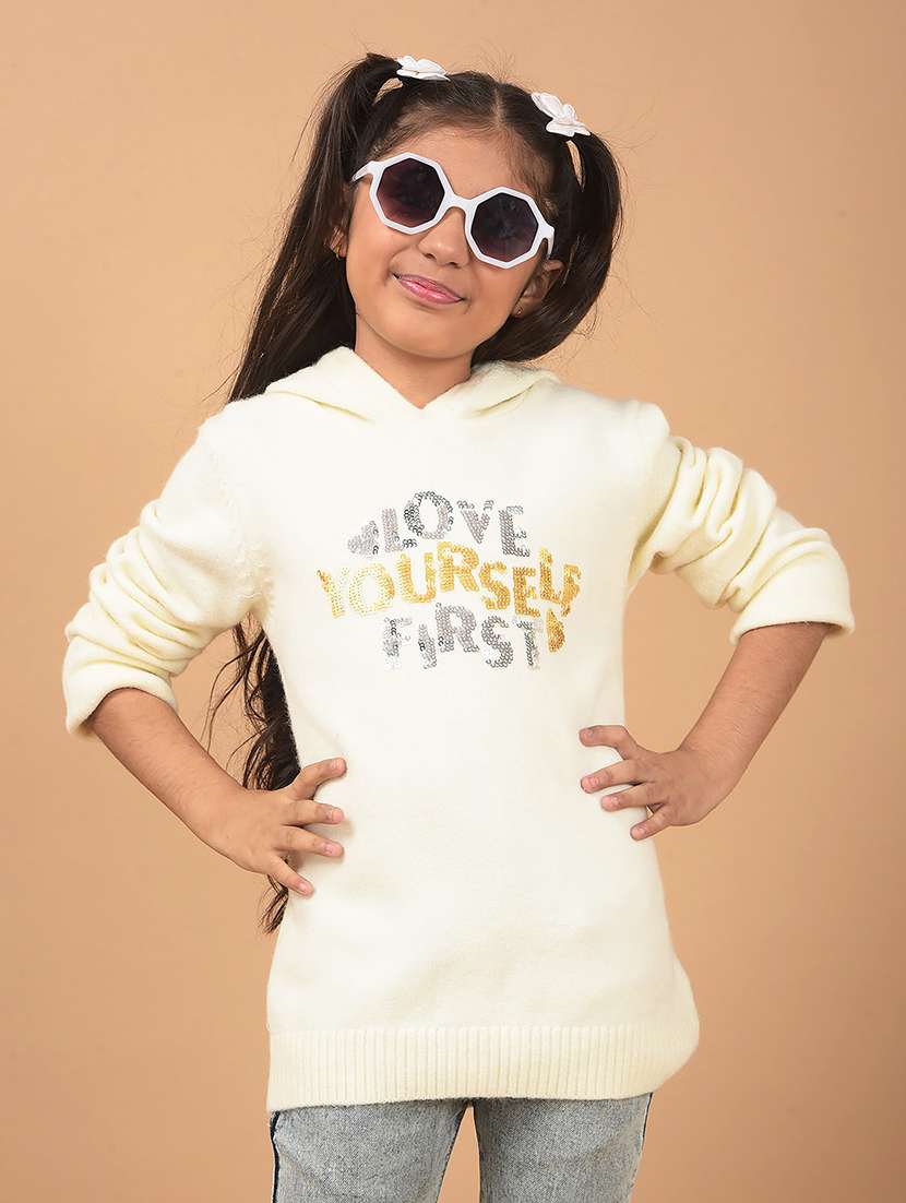 girls self designed long sleeves sweater
