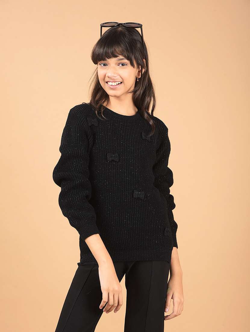 girls self designed long sleeves sweater