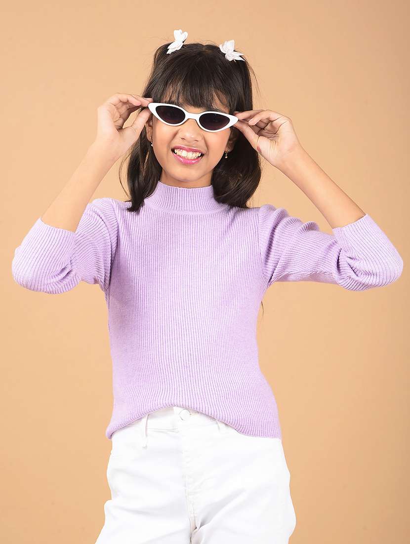girls solid long sleeves sweater