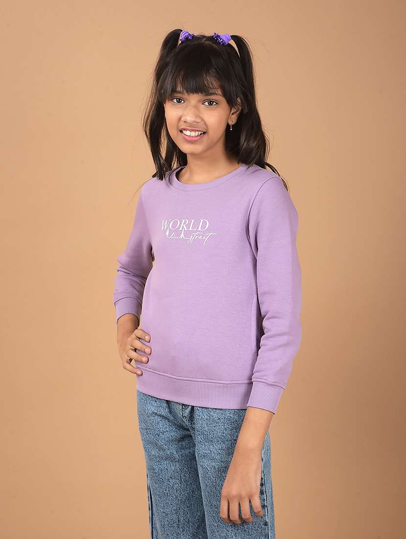 girls chest print long sleeves sweatshirt