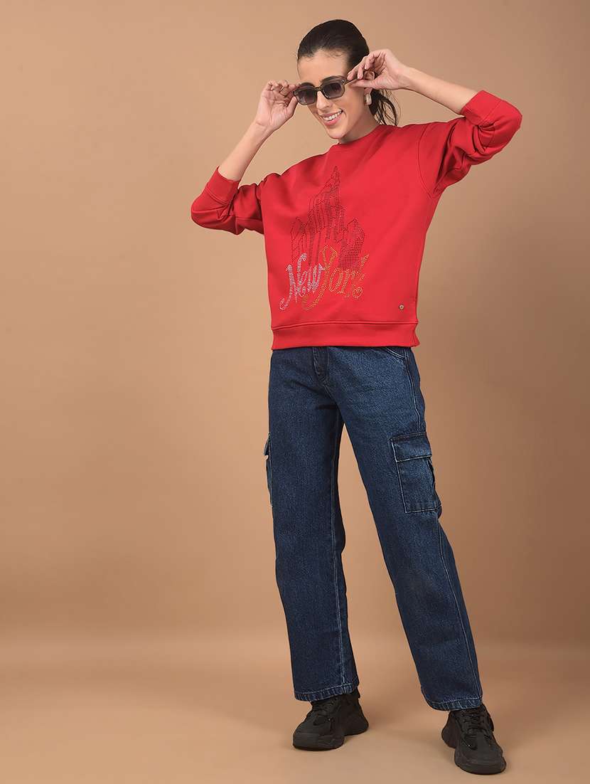 women front print long sleeve sweatshirt - 21662464 - Standard Image - 5