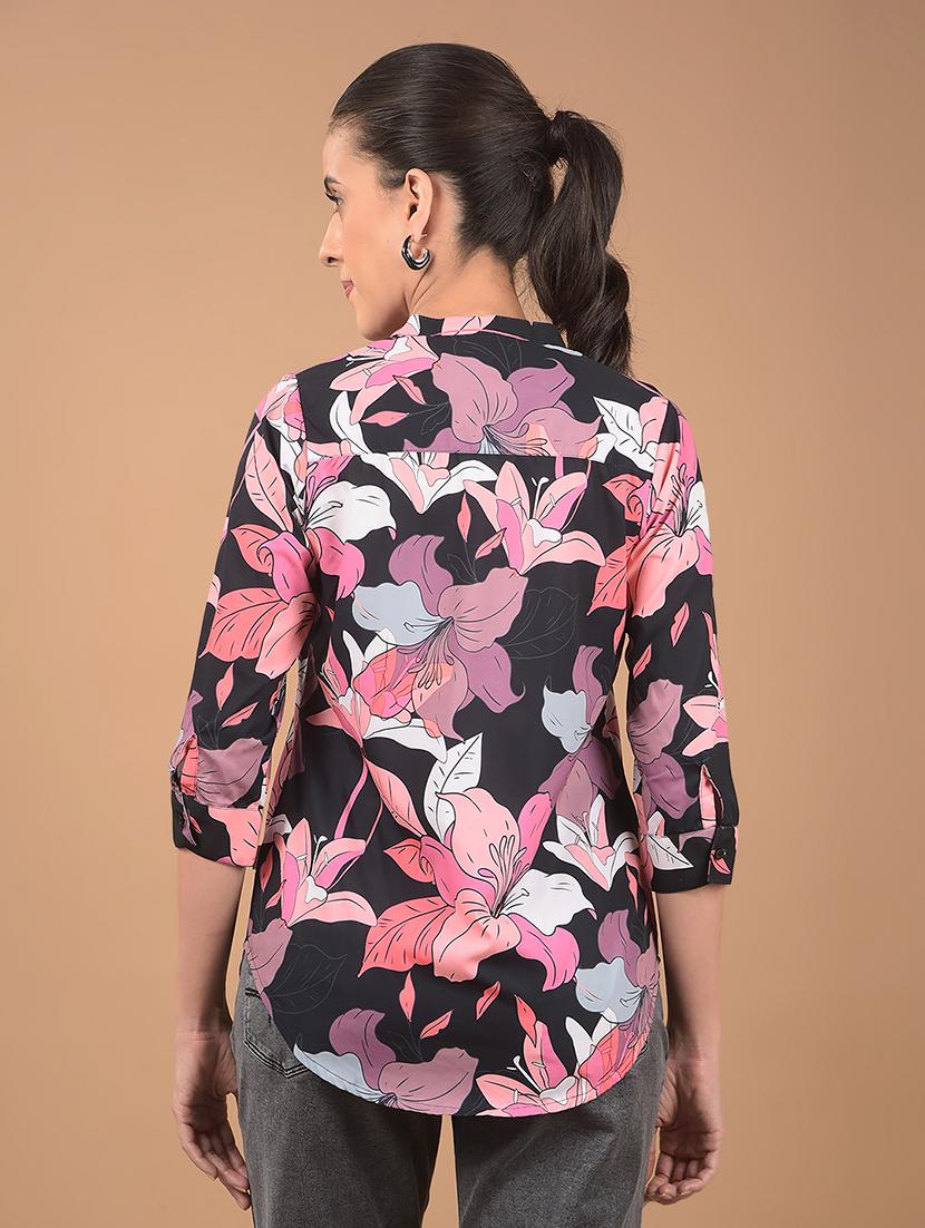 women floral printed mandarin neck top - 21662472 - Standard Image - 3