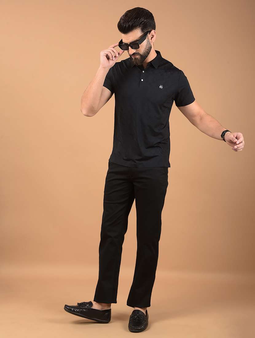 men black printed polo neck t-shirt - 21662482 -  Standard Image - 3