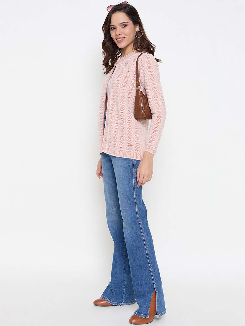 women long sleeves self design cardigan - 21662527 - Standard Image - 3