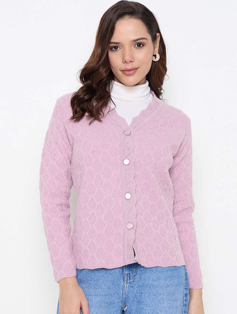 women long sleeves self design cardigan