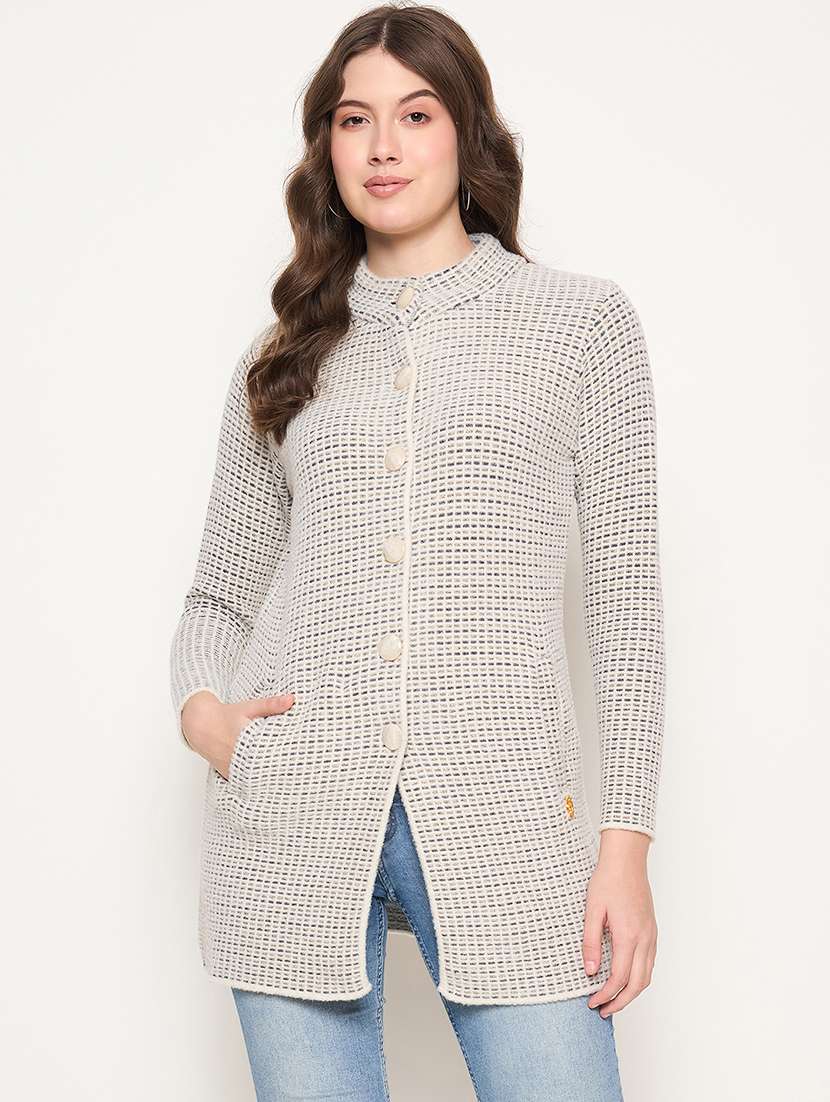 women long sleeves self design cardigan - 21662555 - Zoom Image - 0