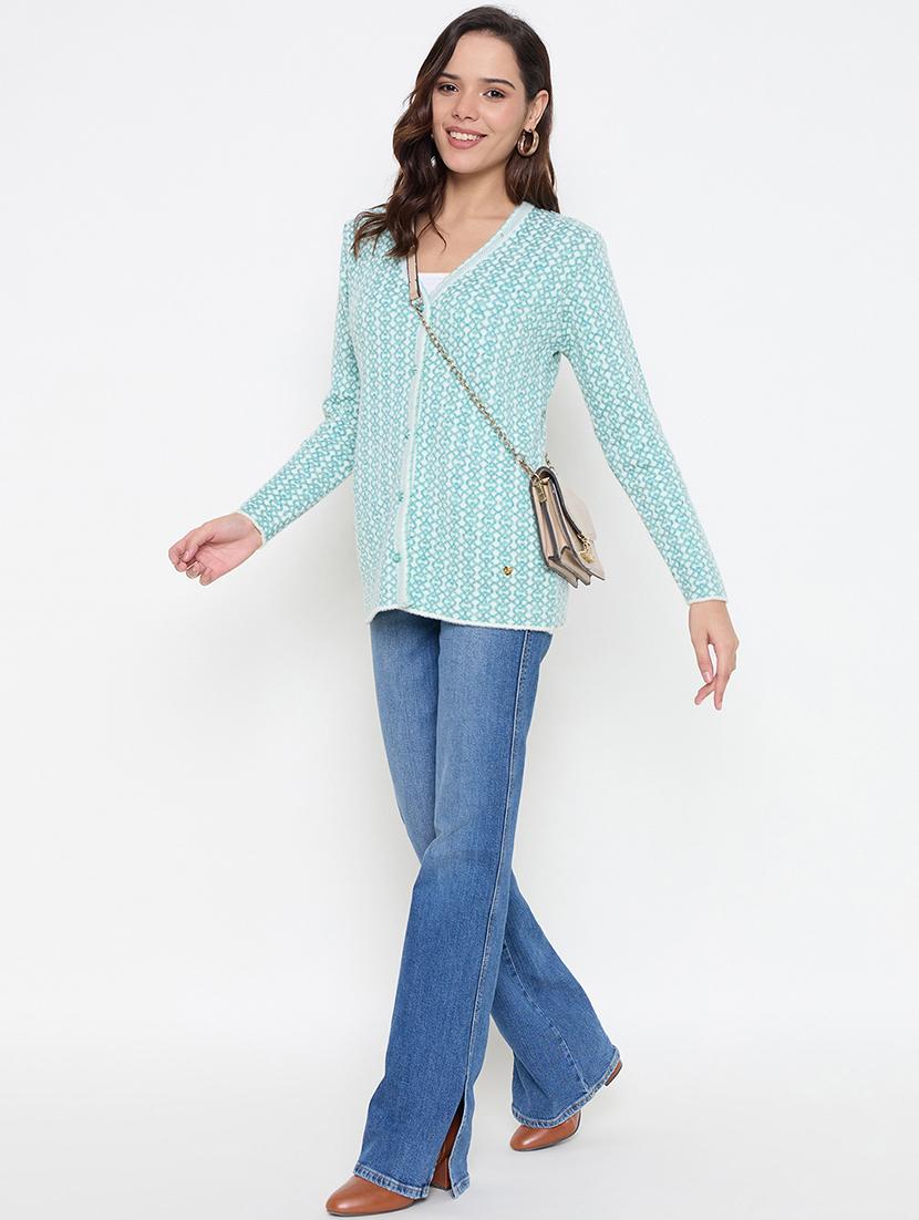 women long sleeves self design cardigan - 21662559 - Standard Image - 3