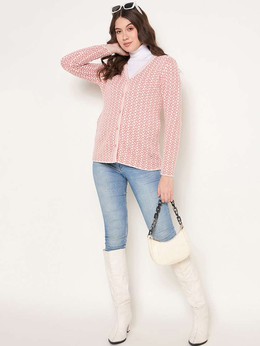 women long sleeves self design cardigan - 21662561 - Standard Image - 3