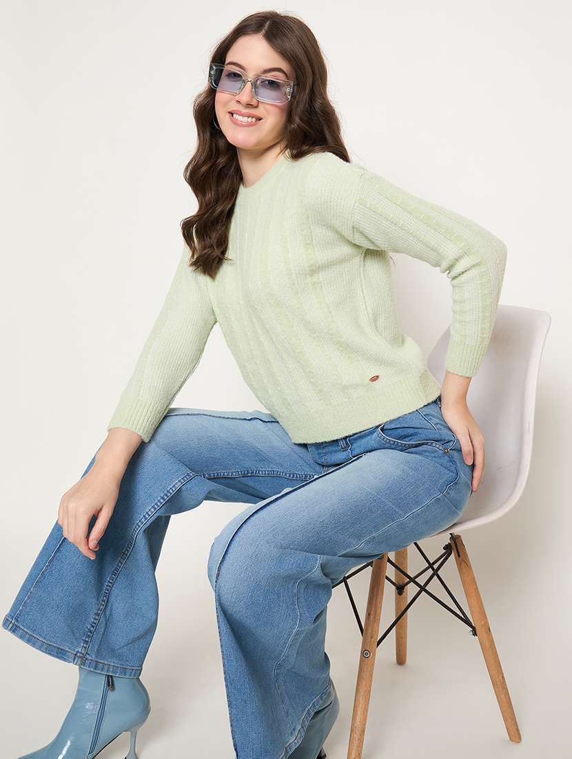 women long sleeves self design pullover - 21662564 - Standard Image - 3