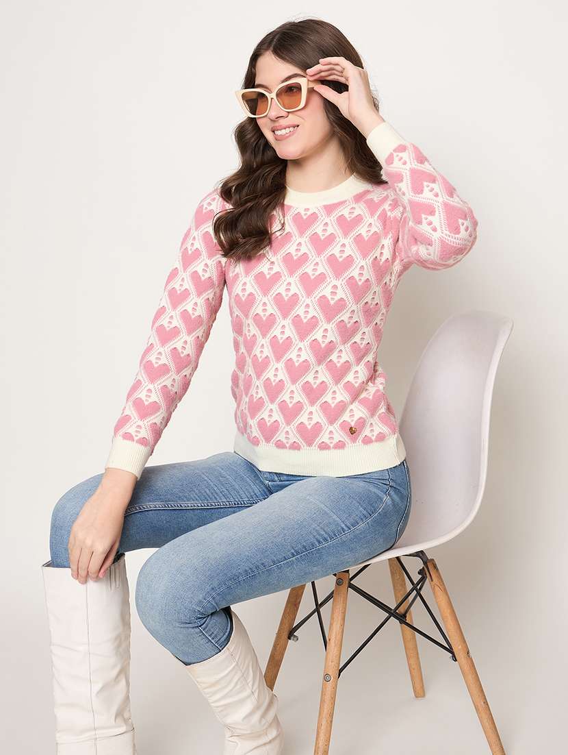 women long sleeves self design pullover - 21662567 - Standard Image - 3