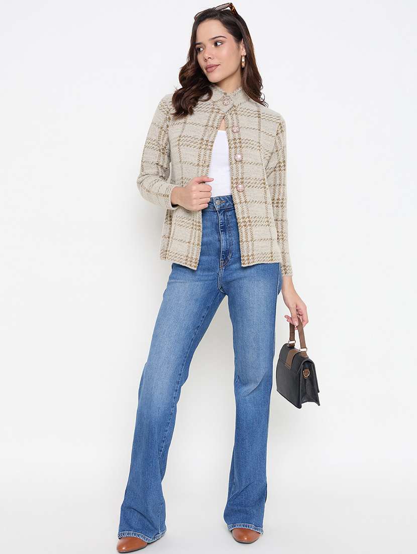 women long sleeves self design cardigan - 21662577 - Standard Image - 3