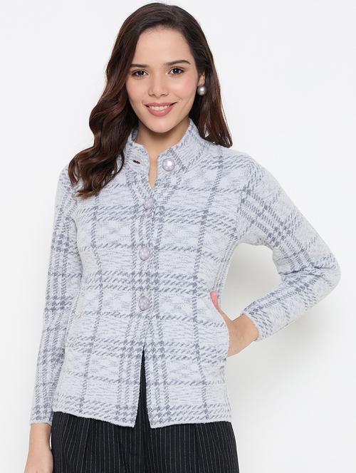 women long sleeves self design cardigan - 21662579 - Standard Image - 0
