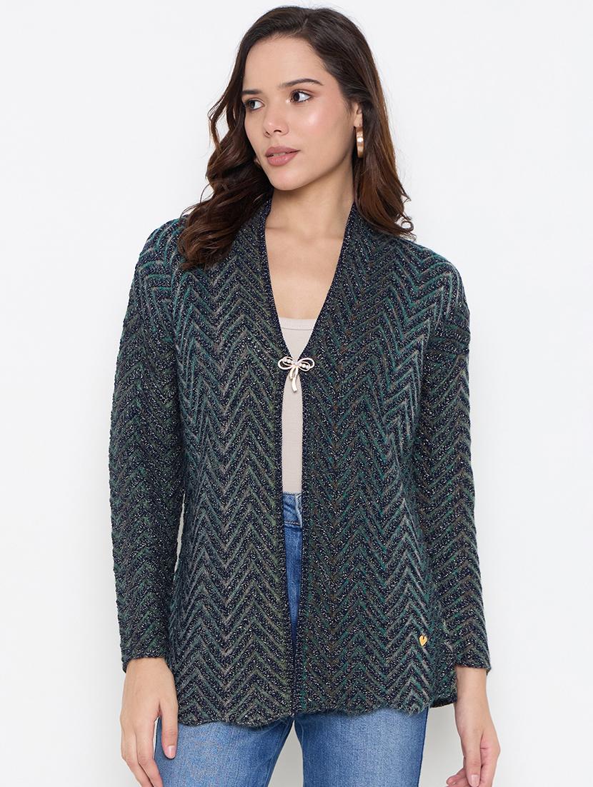 women long sleeves chevron shrug - 21662588 -  Zoom Image - 0