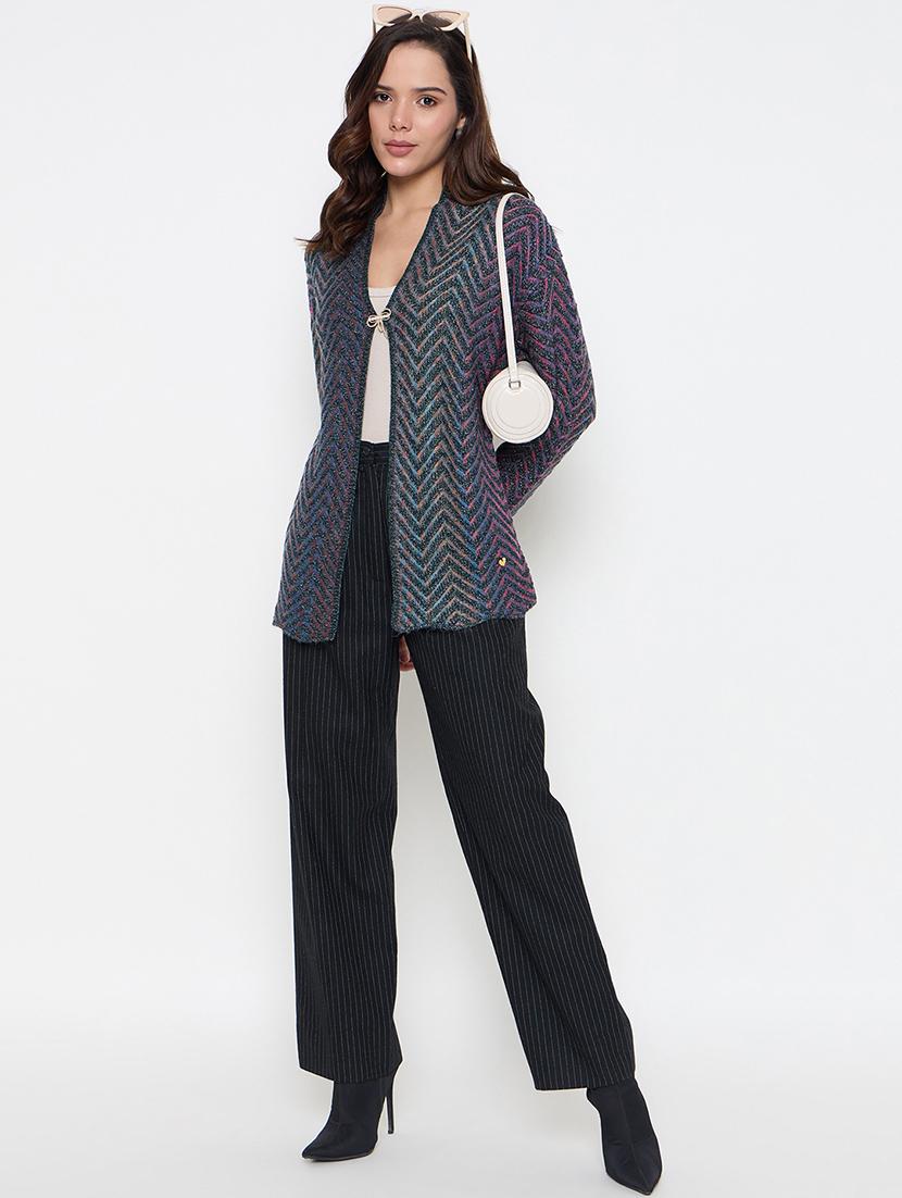 women long sleeves chevron shrug - 21662589 - Standard Image - 3