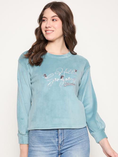 women long sleeves chest print sweatshirt - 21662590 - Standard Image - 0