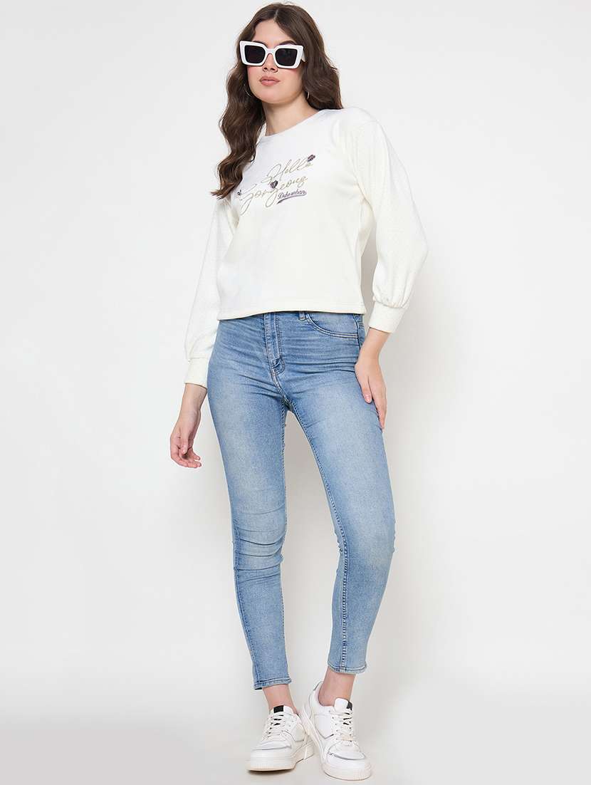 women long sleeves chest print sweatshirt - 21662591 -  Standard Image - 3