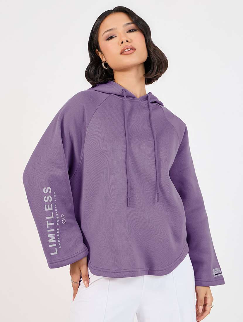 purple polyester front print sweatshirt - 21662647 -  Zoom Image - 0