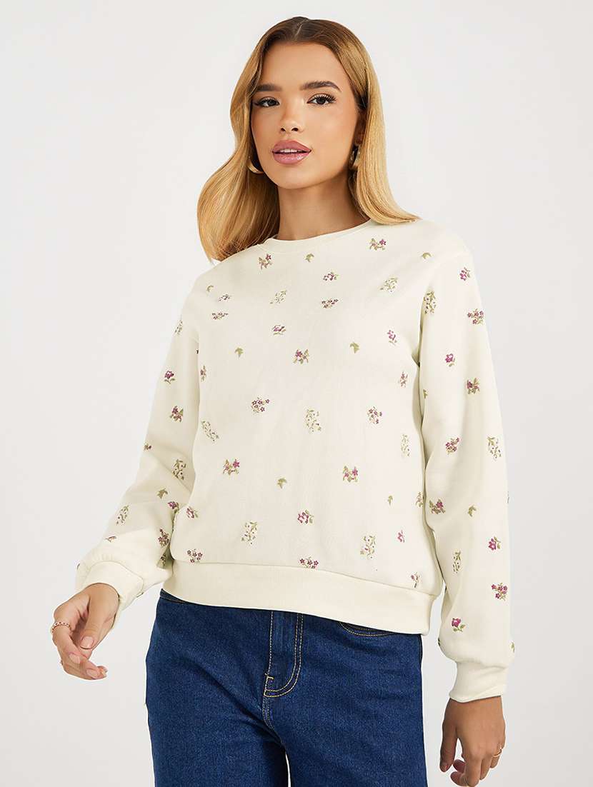 women long sleeves front print sweatshirt
