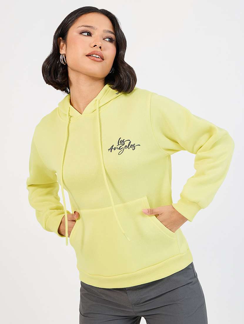 women printed hooded long sleeves sweatshirt