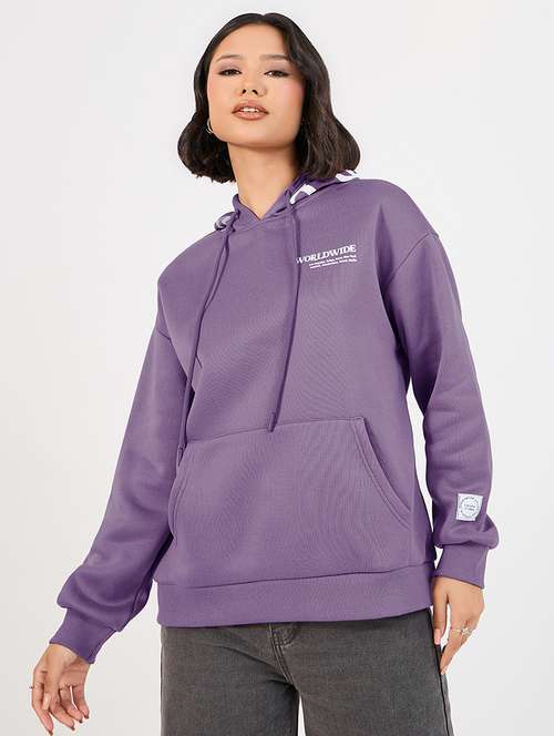 women printed hooded oversized sweatshirt - 21662655 -  Standard Image - 0