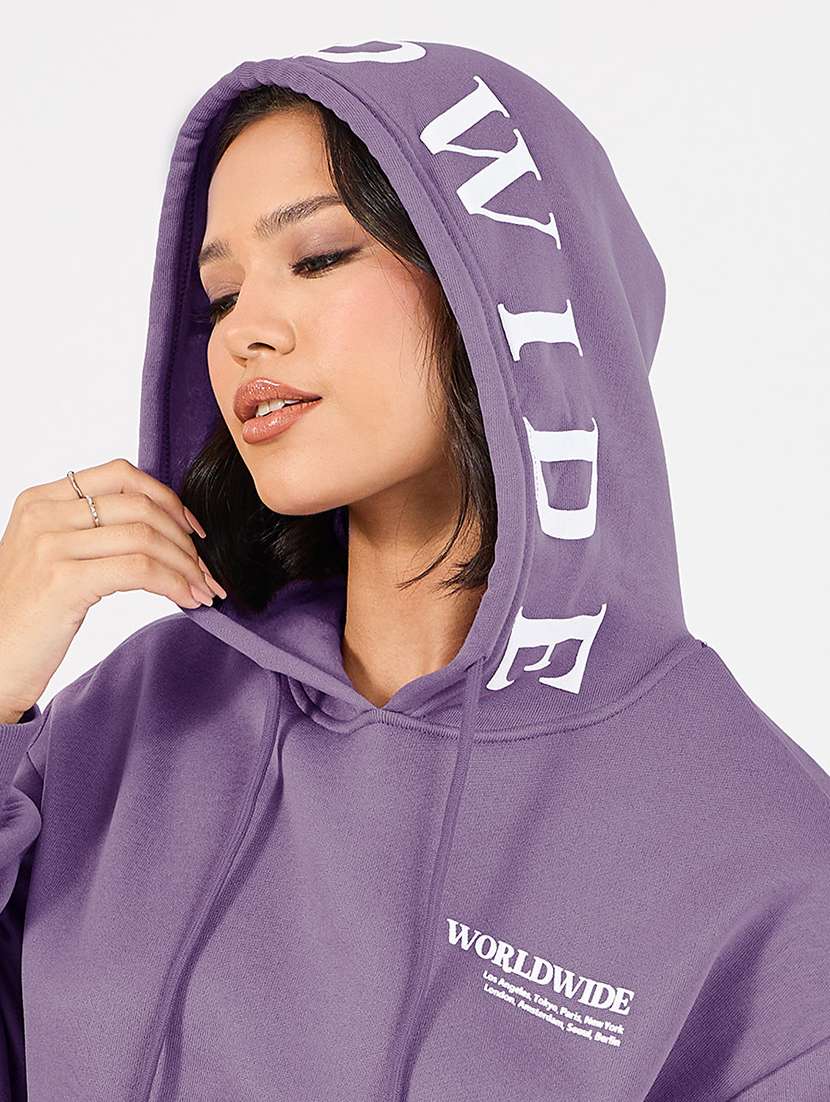 women printed hooded oversized sweatshirt - 21662655 - Standard Image - 5