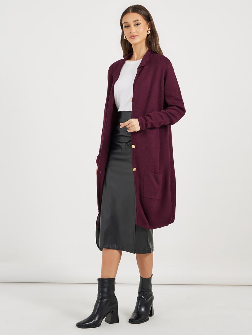 women solid long sleeves long cardigan - 21662661 - Standard Image - 3