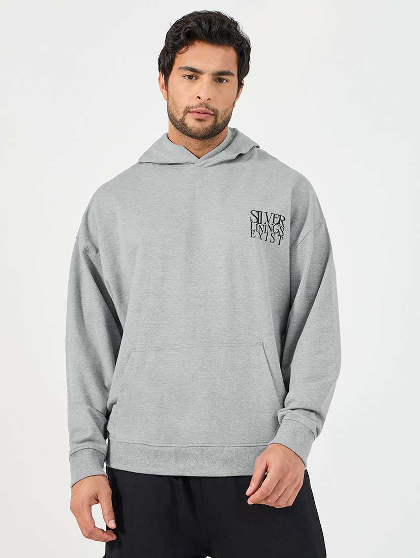 men long sleeves placement print sweatshirt