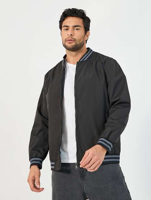 men solid long sleeves bomber jacket - 21662684 -  Standard Image - 0