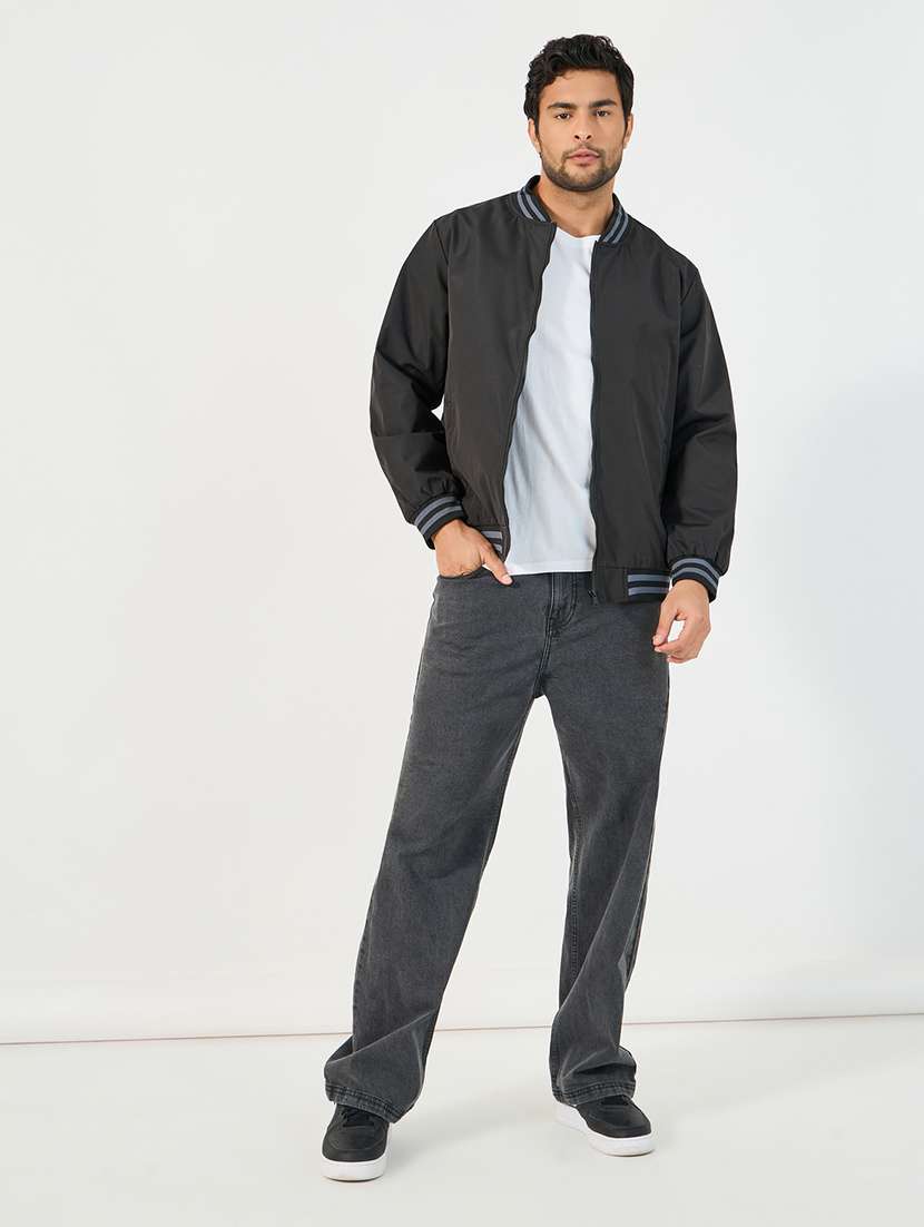 men solid long sleeves bomber jacket - 21662684 -  Standard Image - 3