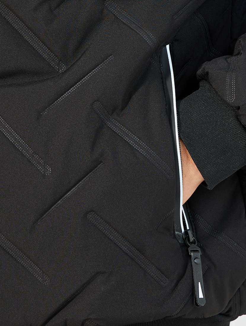 men black solid long sleeve quilted jacket - 21662687 -  Standard Image - 3