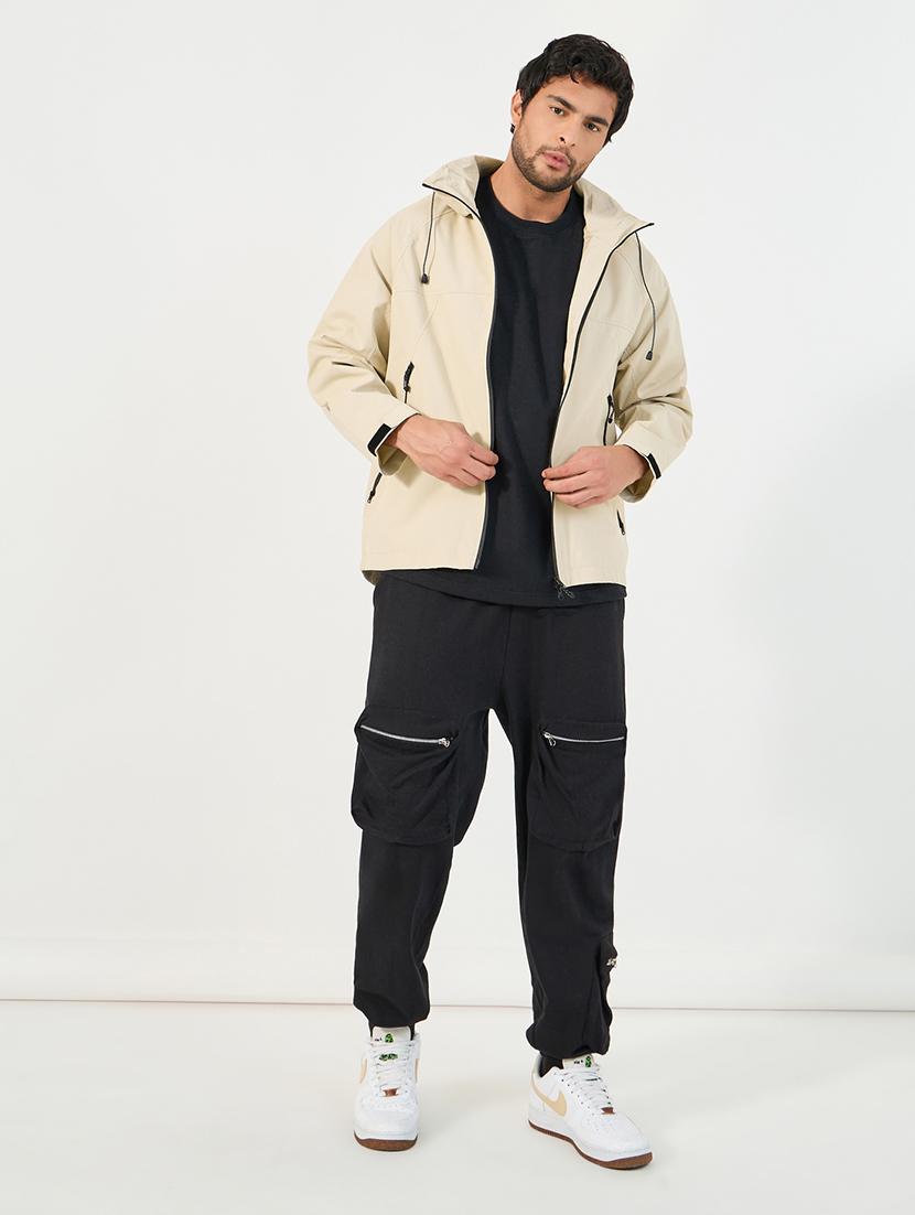men cream solid long sleeve bomber jacket - 21662697 - Standard Image - 3