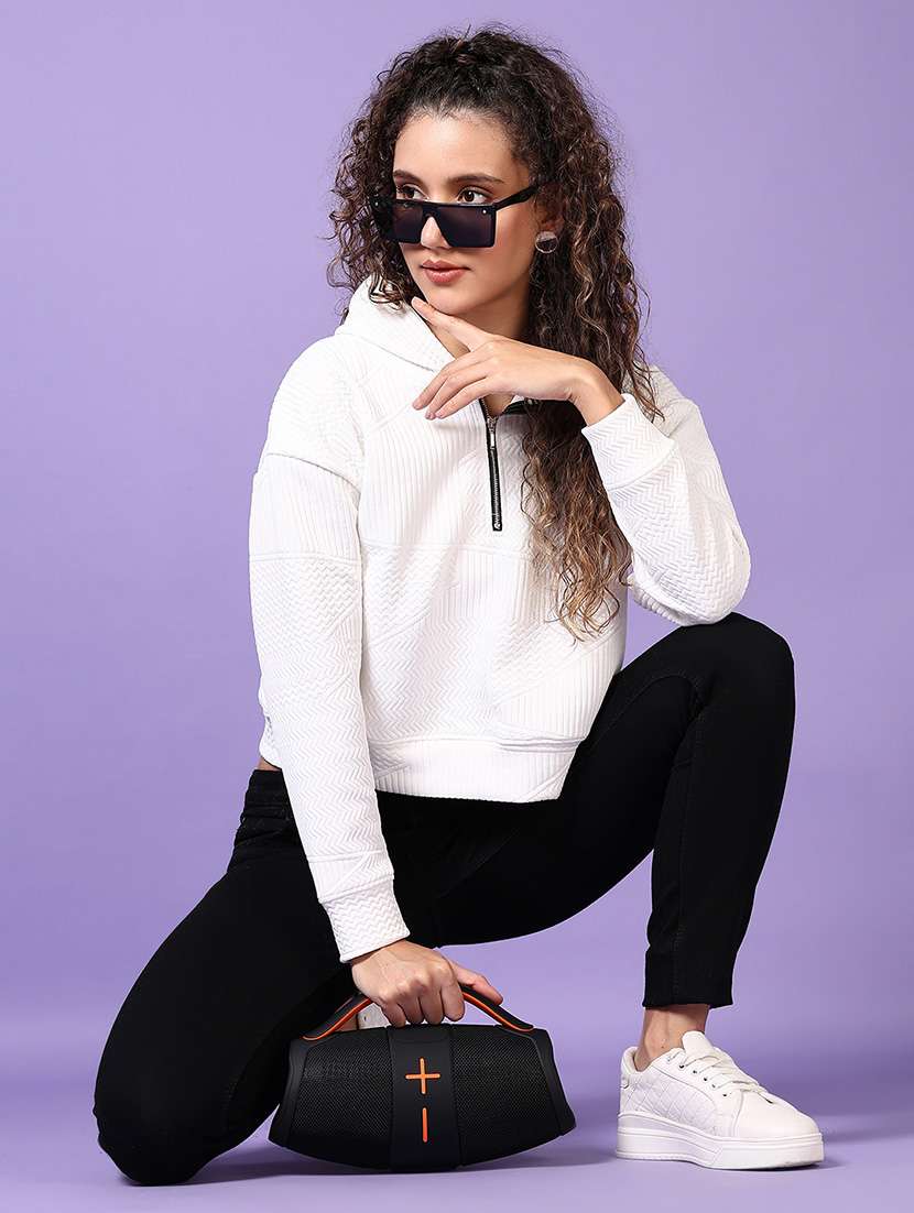 women solid hooded long sleeves sweatshirt - 21662775 -  Standard Image - 3