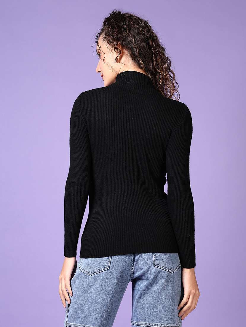 women solid long sleeve pullover - 21662786 -  Standard Image - 3