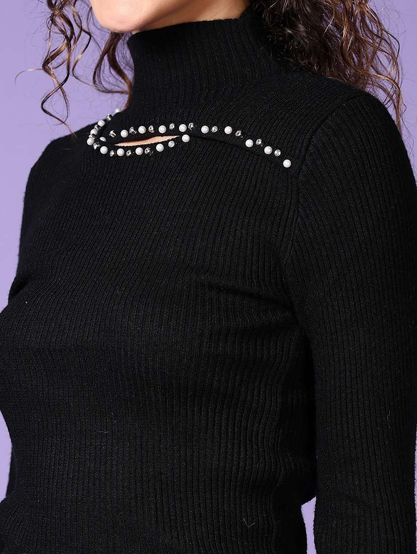 women solid long sleeve pullover - 21662786 -  Standard Image - 5