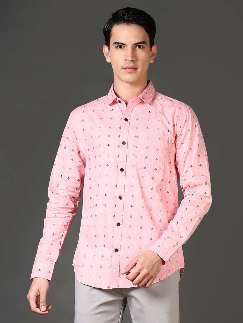 men printed long sleeves casual shirt